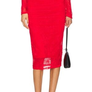 AFRM Vibrant Red Lace Riley Skirt